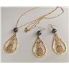 Image 3 : Qty 2 Gold-Tone Hawaiian Theme Hook Pierced Earring & Necklace Sets: Pineapple 3" & Hibiscus 1.75"