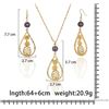Image 4 : Qty 2 Gold-Tone Hawaiian Theme Hook Pierced Earring & Necklace Sets: Pineapple 3" & Hibiscus 1.75"