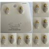 Image 1 : Qty 6 Pair Gold-Tone Pineapple Earrings w/ Pearl Bead Accents (approx. 0.75"L)