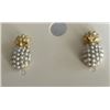 Image 3 : Qty 6 Pair Gold-Tone Pineapple Earrings w/ Pearl Bead Accents (approx. 0.75"L)