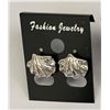 Image 2 : Qty 8 Pair Metal Silver-Tone Shell Shaped Stud Pierced Earrings