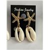 Image 4 : Qty 9 Pair Gold-Tone Starfish & Shell Pierced Earrings, Misc Sizes