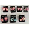 Image 1 : Qty 7 Pair Fimo Polymer Clay Plumeria Flower Stud Earrings