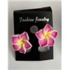 Image 3 : Qty 7 Pair Fimo Polymer Clay Plumeria Flower Stud Earrings