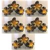 Image 1 : Qty 5 Hard Plastic Medium Plumeria Yellow Triple Flower Hair Claws Clips (approx. 2.75"L)