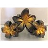 Image 2 : Qty 5 Hard Plastic Medium Plumeria Yellow Triple Flower Hair Claws Clips (approx. 2.75"L)