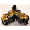 Image 3 : Qty 5 Hard Plastic Medium Plumeria Yellow Triple Flower Hair Claws Clips (approx. 2.75"L)