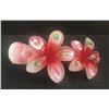 Image 2 : Qty 5 Hard Plastic Large Plumeria Red & Blue Flower Hair Claws Banana Clips (approx. 4"L)