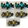 Image 1 : Qty 5 Hard Plastic Large Plumeria Yellow & Aqua Flower Hair Claws Banana Clips (approx. 4"L)
