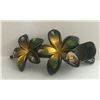Image 2 : Qty 5 Hard Plastic Large Plumeria Yellow & Aqua Flower Hair Claws Banana Clips (approx. 4"L)