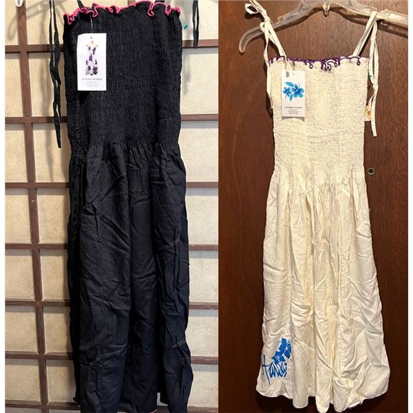 Qty 2 New Favant Women's Short Elastic Tube Dresses, One Size, Black & White