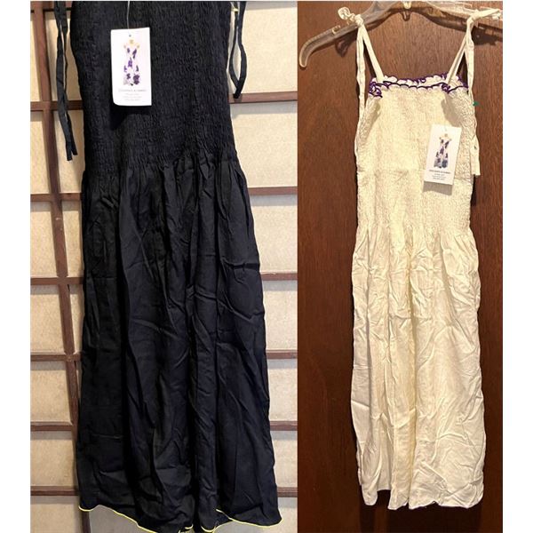 Qty 2 New Favant Women's Short Elastic Tube Dresses, One Size, Black & White