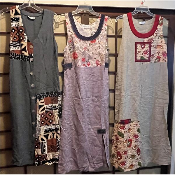 Qty 3 Aimee D Sleeveless Dresses, Sizes Small/Medium (34-36"bust), Misc Designs (pre-owned)