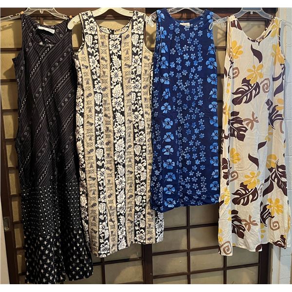 Qty 4 Sleeveless Size Small Dresses (32-34" bust): Riggers, Sun Babies, Pacific Passport (pre-owned)