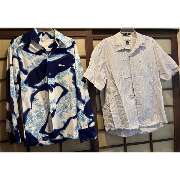 Qty 2 Men's Aloha Shirts Size Large (44" chest): Quiksilver & Vintage Long Sleeve (pre-owned)