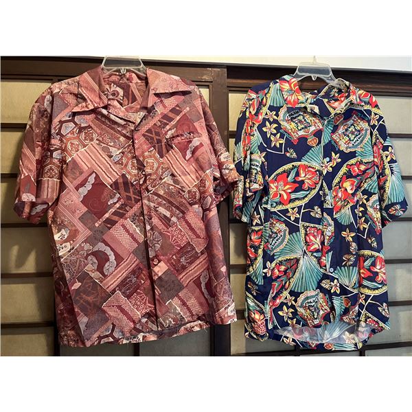 Qty 2 Men's Aloha Shirts Size Large (44-46" chest): Kahuku & Vintage Poly (pre-owned)