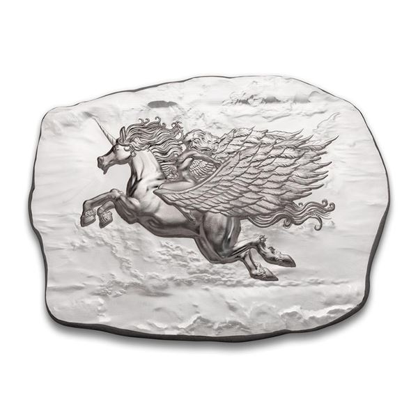 10oz .999 Fine Silver - Unicorn - Bar. Detailed.