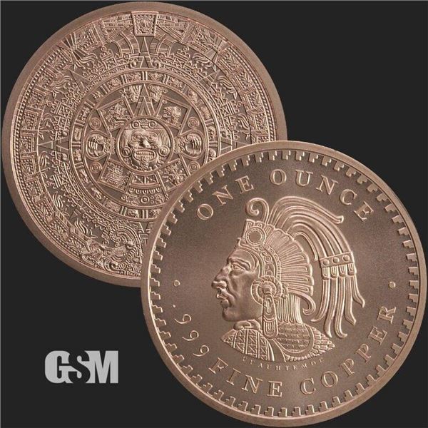 Aztec Round - 1oz .999 Fine Copper.