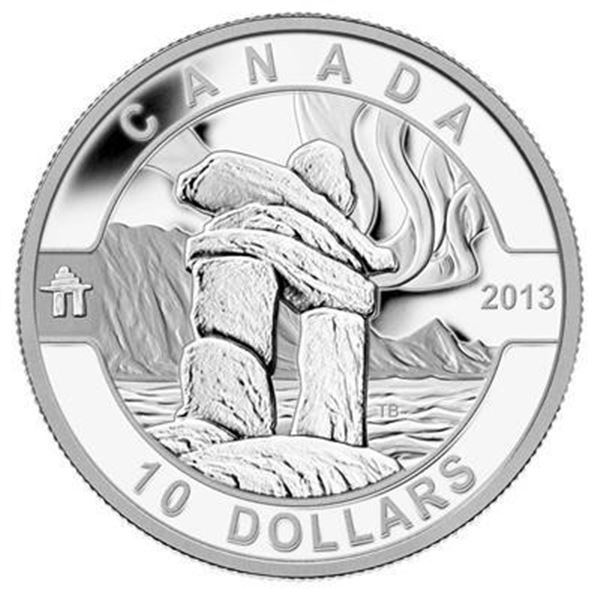 Sold Out - 2013 $10 Fine Silver Coin - The Inukshuk - With COA.
