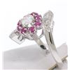 Image 5 : 14k White Gold 1.10 ctw Diamond & Ruby Ladies Crossover FINE Cocktail Ring