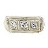 Image 4 : Men's Antique Art Deco 14K White Gold 0.75 ctw European Diamond 3 Stone Band Rin