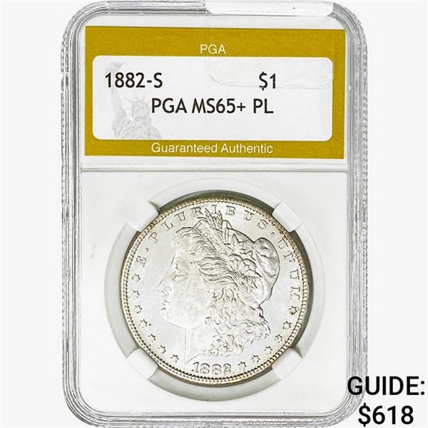 1882-S Morgan Silver Dollar PGA MS65+ PL