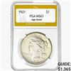 Image 1 : 1921 Silver Peace Dollar PGA MS63 High Relief