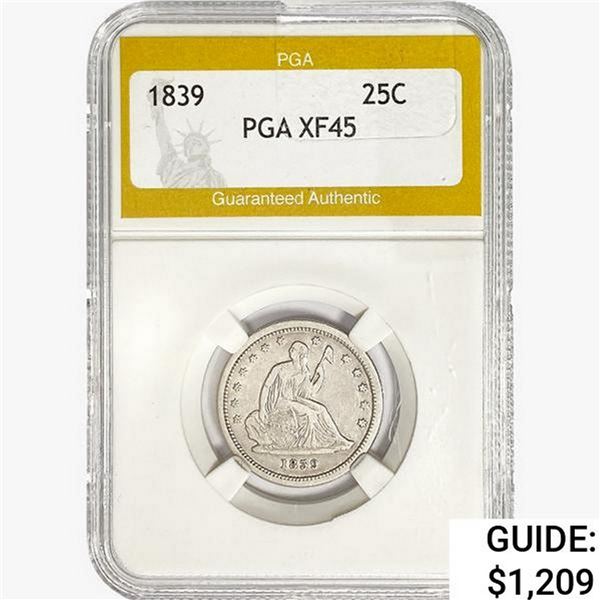 1839 Seated Liberty Quarter PGA XF45