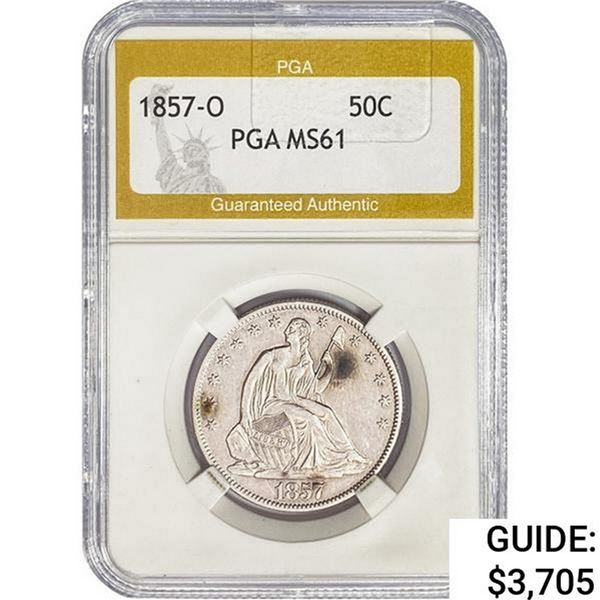 1857-O Seated Liberty Half Dollar PGA MS61