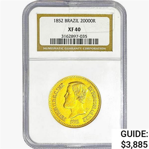 1852 .5286oz. Gold Brazil 20000 Reis NGC XF40