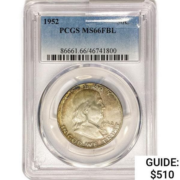 1952 Franklin Half Dollar PCGS MS66 FBL