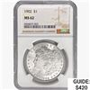 Image 1 : 1902 Morgan Silver Dollar NGC MS62