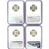 Image 2 : 1940-1945 Set [4] Mercury Silver Dime NGC MS