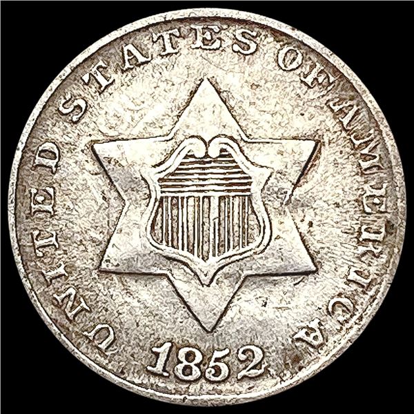 1852 Silver Three Cent LIGHTLY CIRCULATED