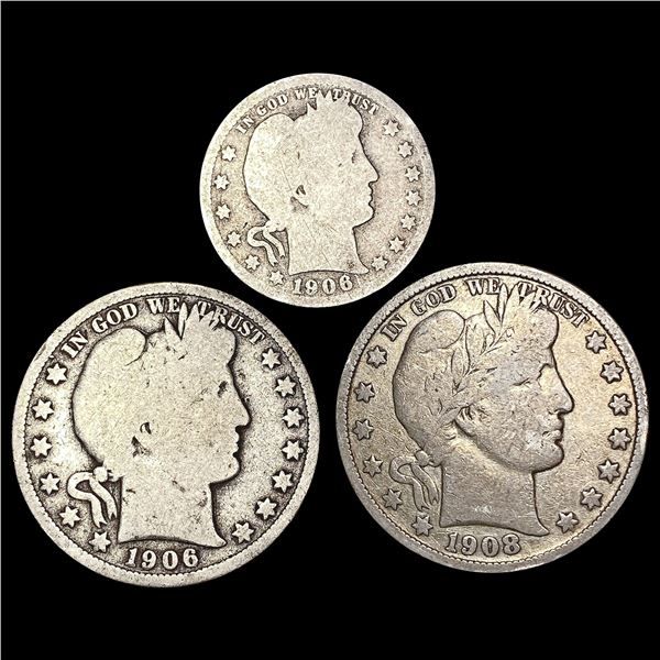 (2) Barber Half Dollars (1) Barber Quarter LIGHTLY CIRCULATED