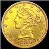 Image 1 : 1880 $5 Gold Half Eagle CLOSELY UNCIRCULATED