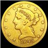 Image 1 : 1845 $5 Gold Half Eagle NICELY CIRCULATED