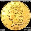 Image 1 : 1834 CROSS 4 $5 Gold Half Eagle UNCIRCULATED