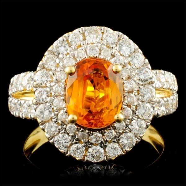 18K Gold 1.87ct Sapphire & 1.16ctw Diamond Ring