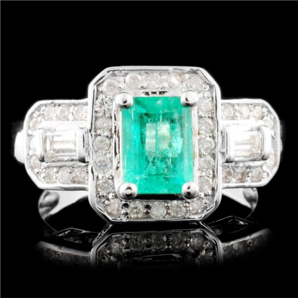 14K Gold 0.90ct Emerald & 0.57ctw Diamond Ring