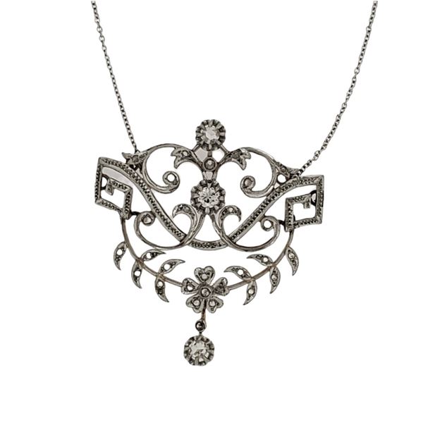 Solid Platinum 0.40ctw Diamond Pendant Necklace