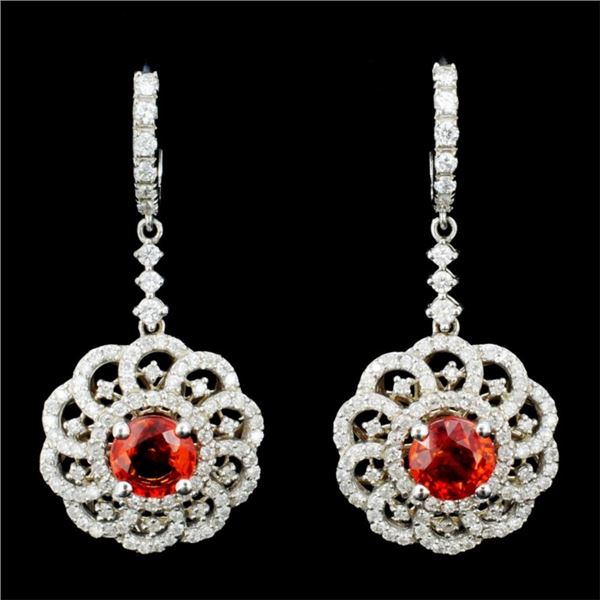 14K Gold 2.00ct Sapphire & 1.50ctw Diamond Earring