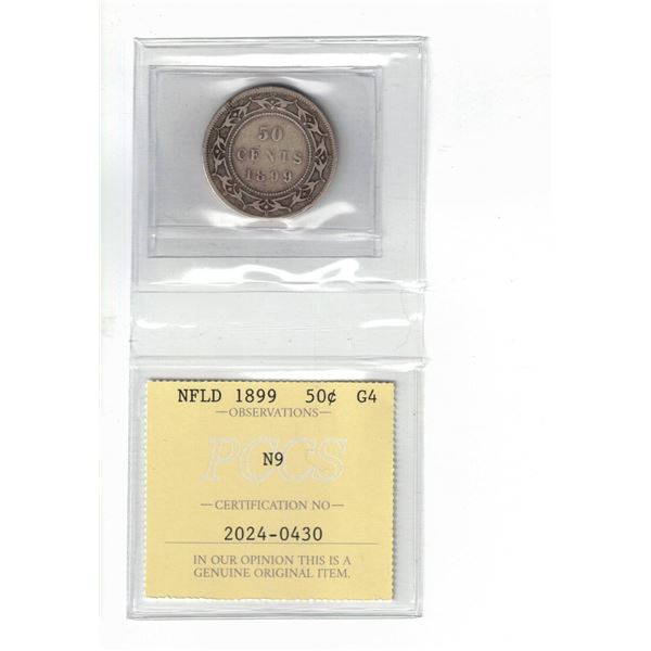 Newfoundland 1899 50¢ N9 Certified PCCS G4, Professional Coin Certification System