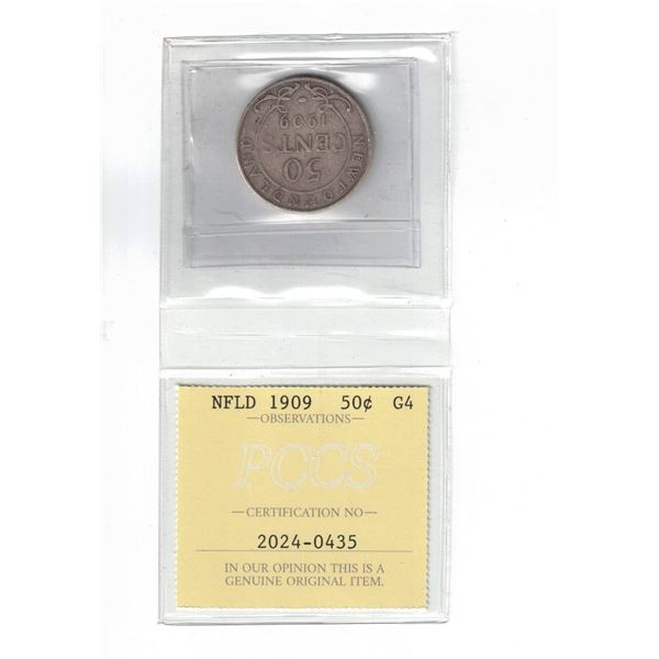 Newfoundland 1909 50¢ Certified PCCS G4, Professional Coin Certification System
