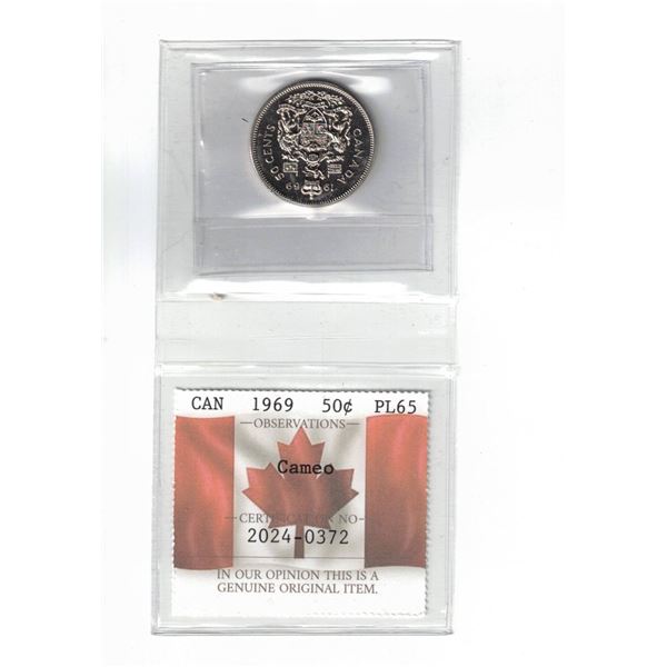 1969 Canada 50¢ Cameo PCCS PL65, Professional Coin Certification System