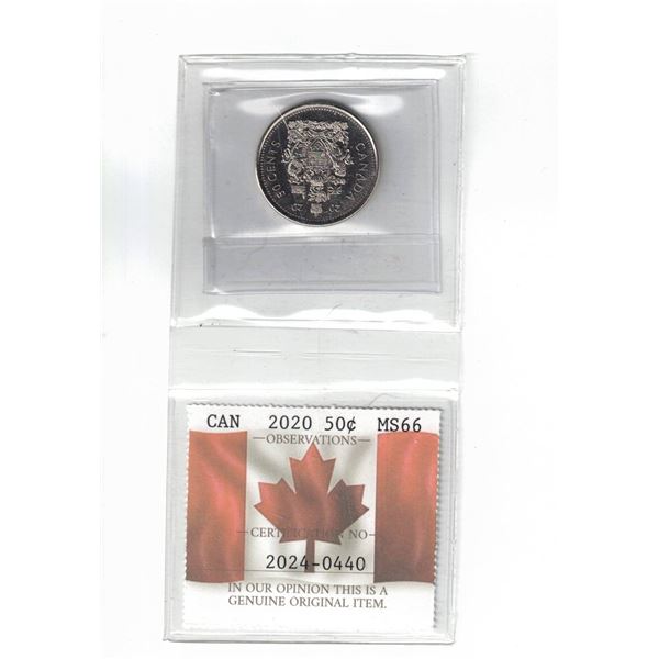 2020 Canada 50¢ PCCS MS66, Professional Coin Certification System