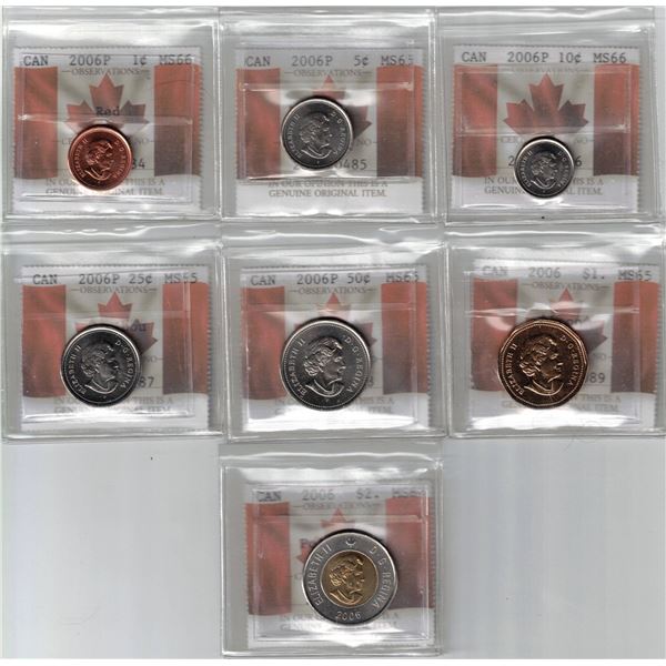 Lot of 7 2006P Denomination 1¢ 5¢ 10¢ 25¢ 50¢ $1. $2. MS64 to 66