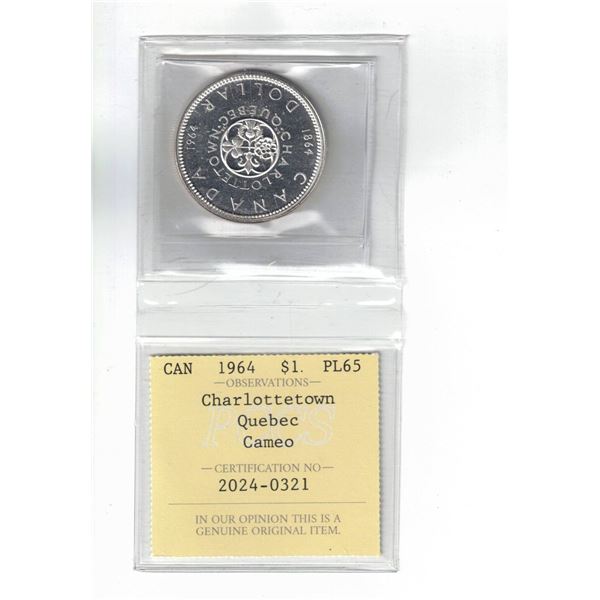 1963 $1. Charlottetown/Quebec Cameo Certified PCCS PL65, Professional Coin
