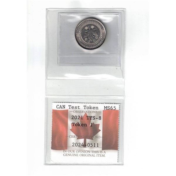 2021 Test Token 1, Certified PCCS MS65, Professional Coin Certification System