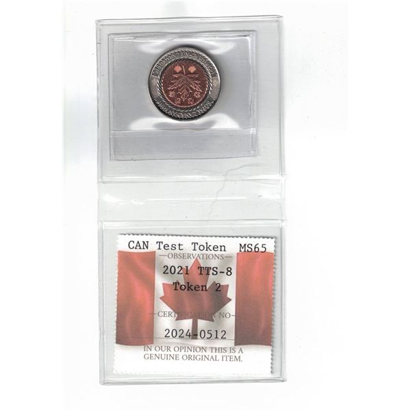 2021 Test Token 2, Certified PCCS MS65, Professional Coin Certification System